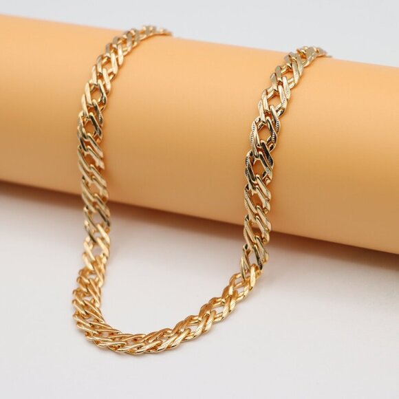 "Textured Rose Gold Cuban Chain Necklace  Bold Shine, XPNL0127 - Picture 1 of 12